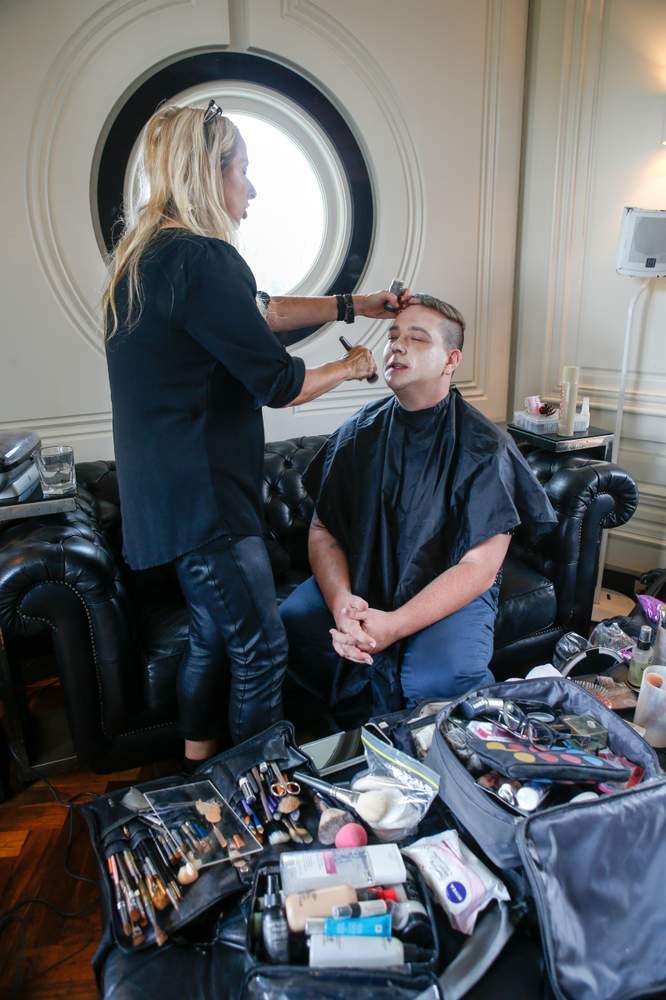 Adam Larkham undergoes his transformation to Crystal Queer.