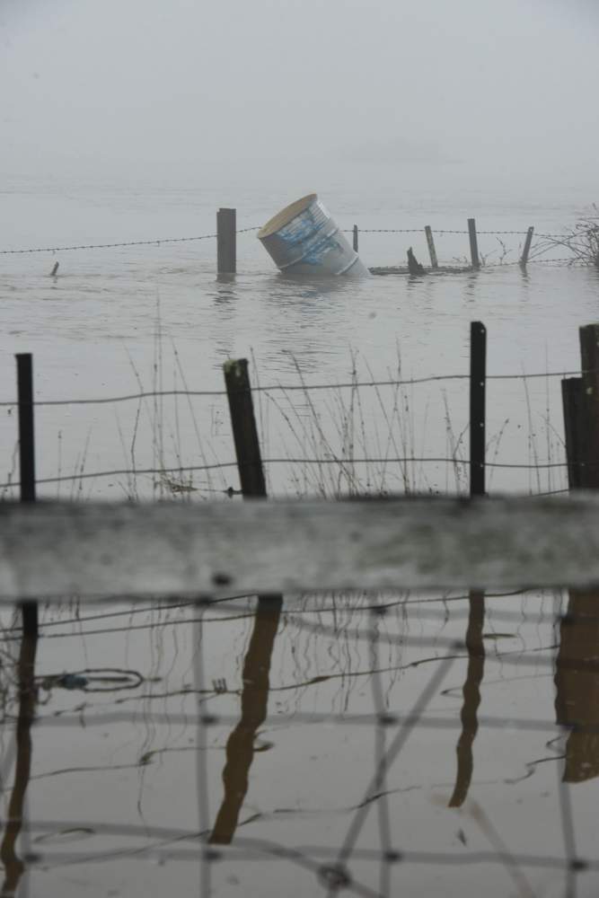 South Esk River inundates Leighlands Road at Evandale. Picture: Scott Gelston