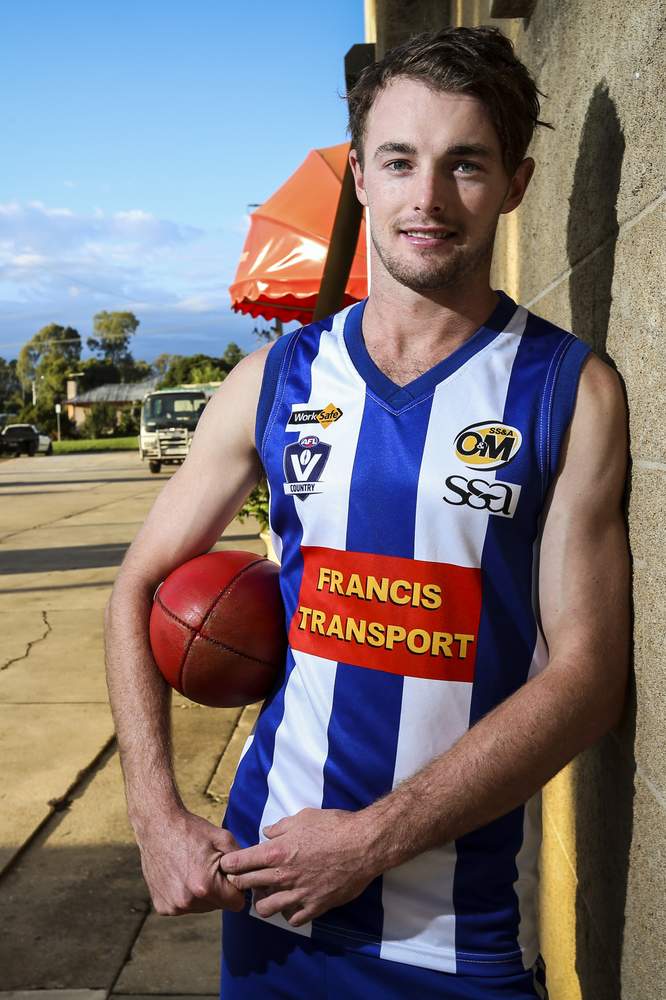 WINE COUNTRY: Corowa-Rutherglen sits in Victoria's biggest wine growing area, but while a fine wine matures with age, the Roos won't have that luxury with their young list, including Jay O'Donoghue. Picture: JAMES WILTSHIRE