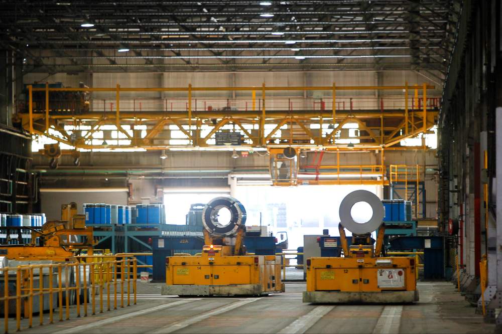 The AGVs - Automated Guided Vehicles - that ferry steel coil around the BlueScope Springhill plant.