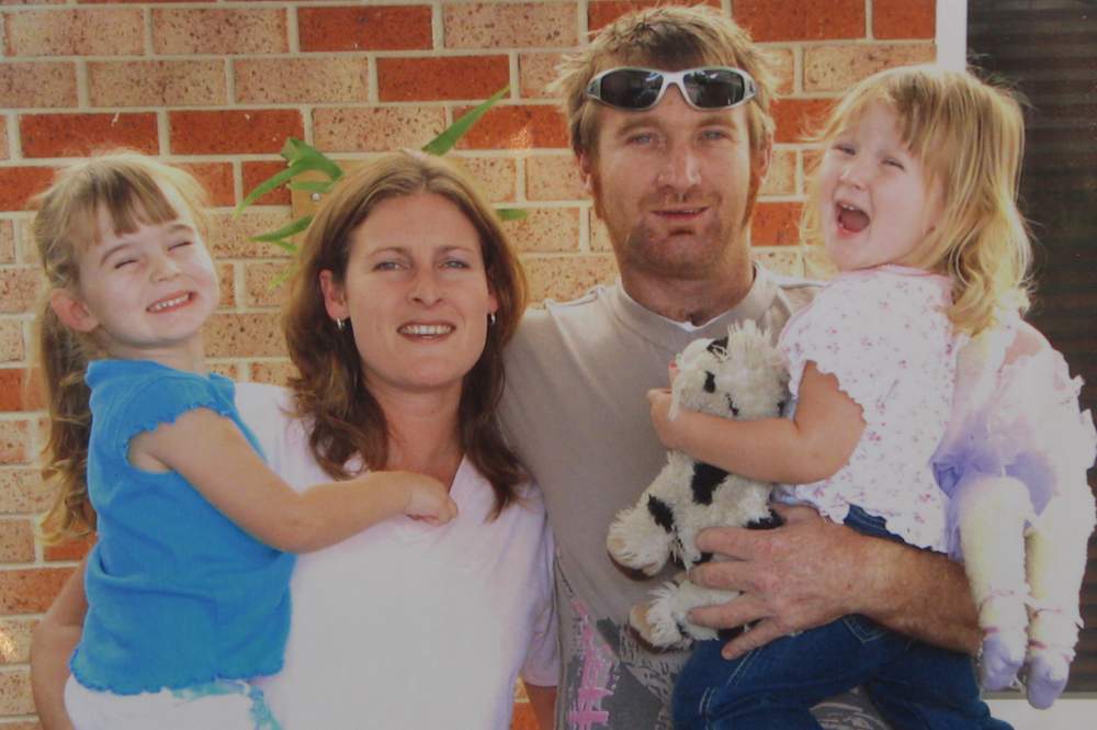 Roslyn Bragg and partner Adam Holt, with their children Madison, 3 and Jasmine, 2